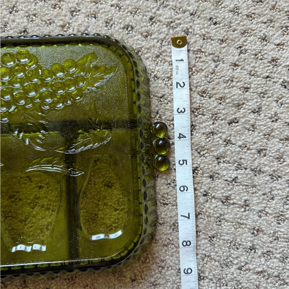 Vintage Indiana Glass Green Fruit Glass Tray